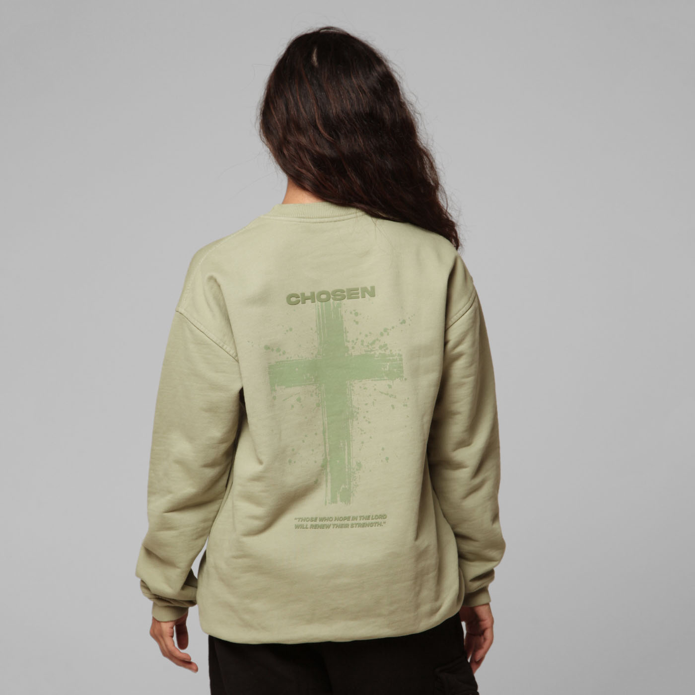 Women Green Crewneck Sweatshirt 385G