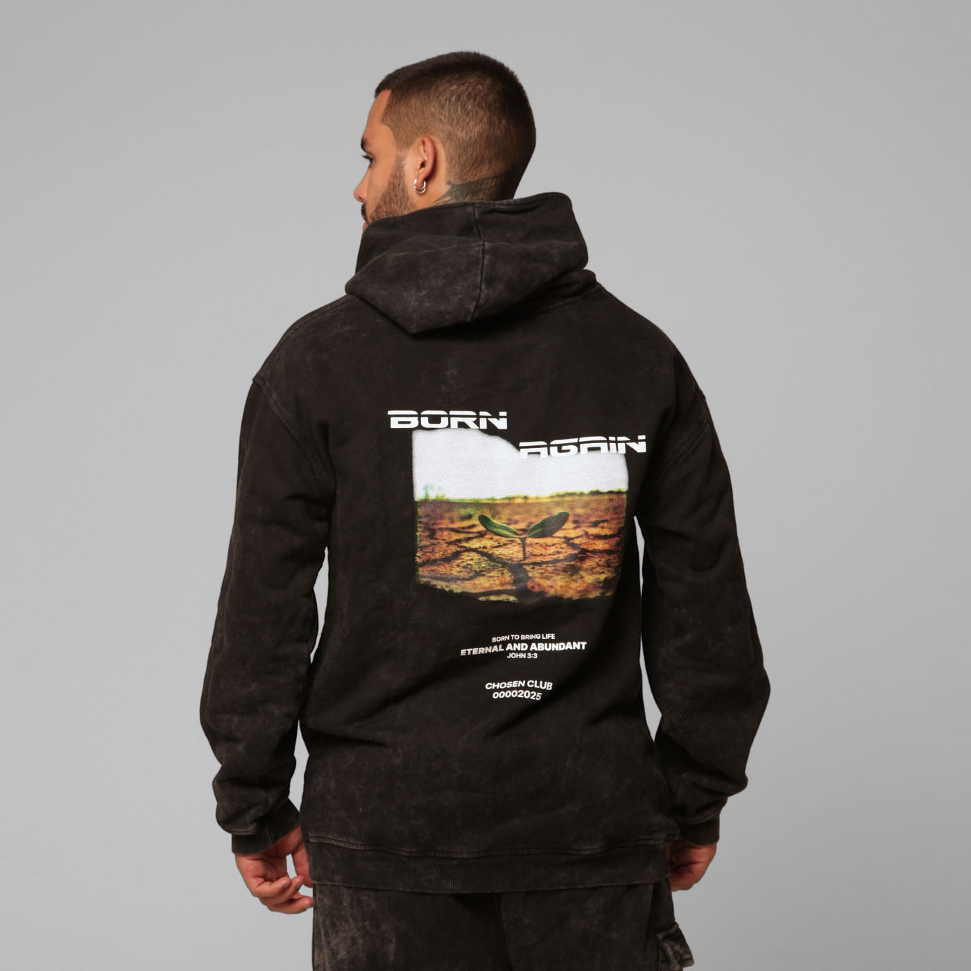 Gray Acid Wash Hoodie 385G