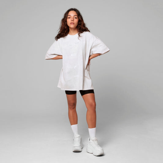 Oversized T-Shirt Women Grey Acid Wash 250G