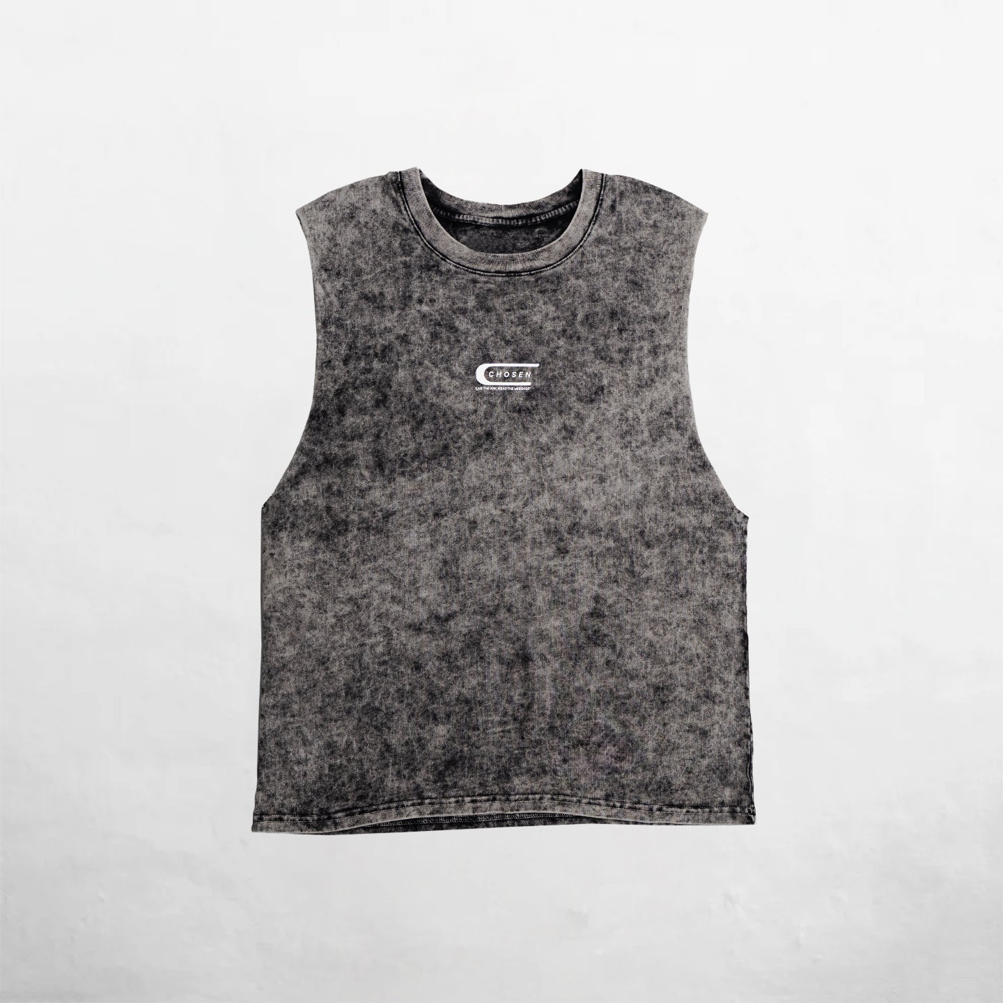 Oversize Tank Top Acid Wash Black Chosen