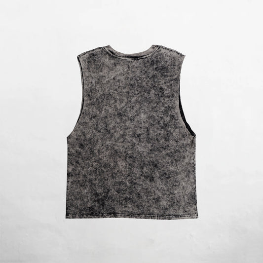 Oversized Tank Top Acid Wash Black Chosen