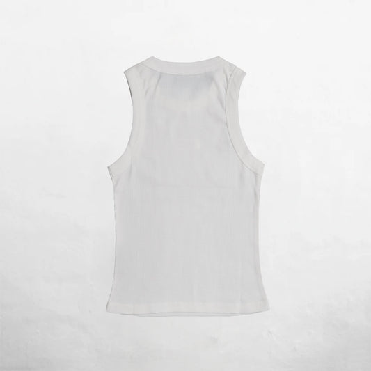 Women's White Ribbed Tank Top