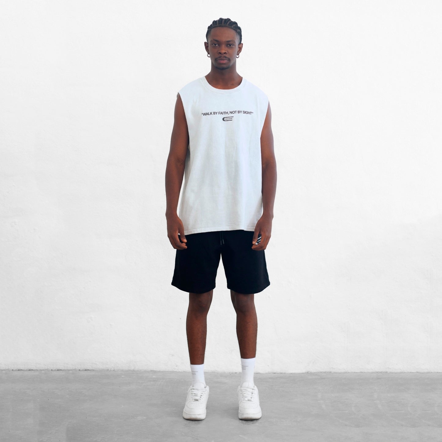 Oversize Tank Top White & Gray Chosen