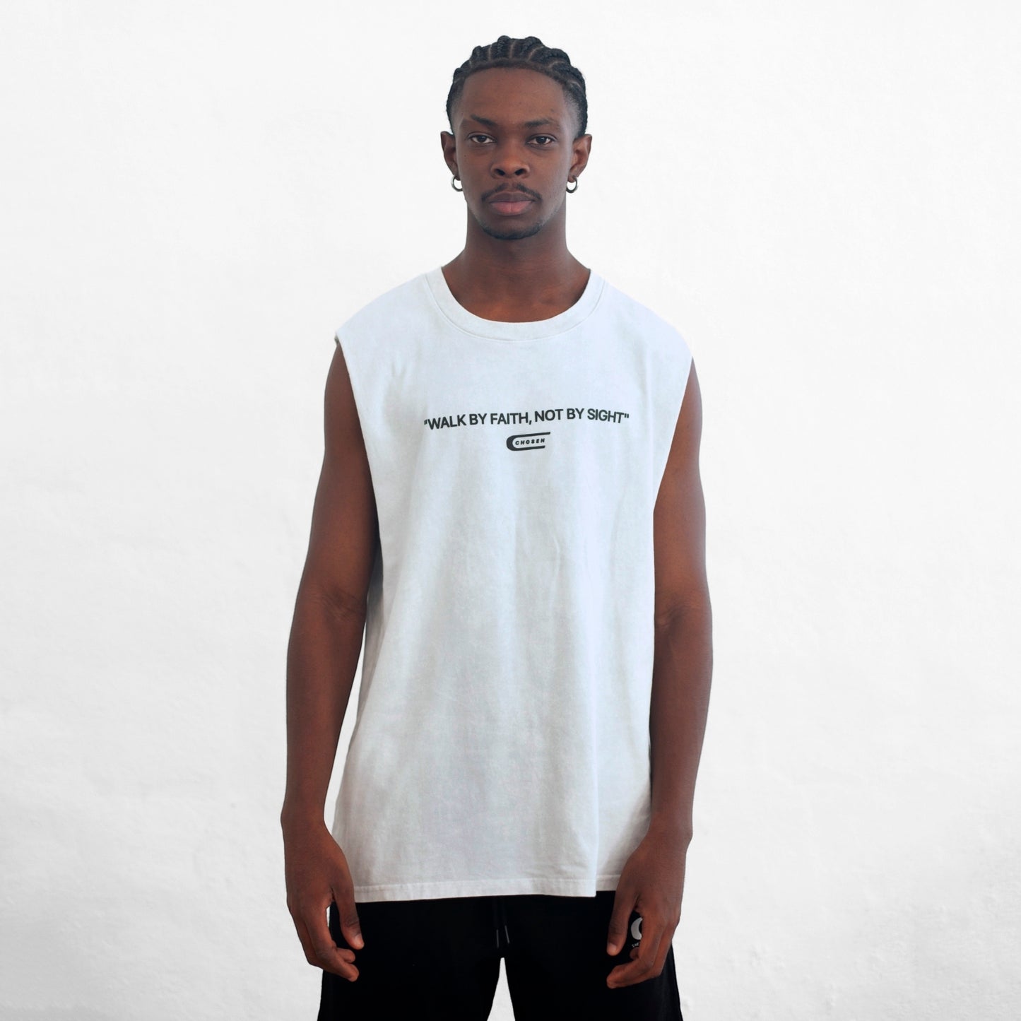 Oversize Tank Top White & Gray Chosen