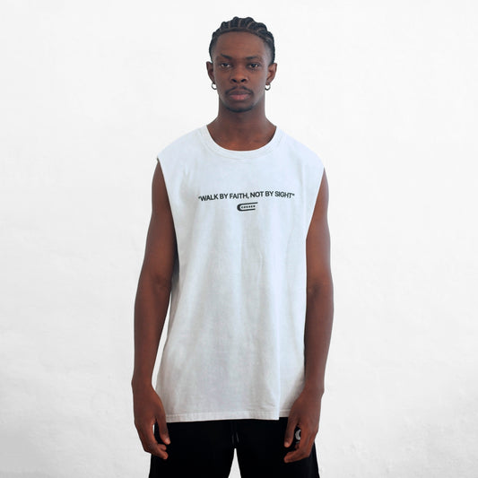 Oversized Tank Top White & Gray Chosen