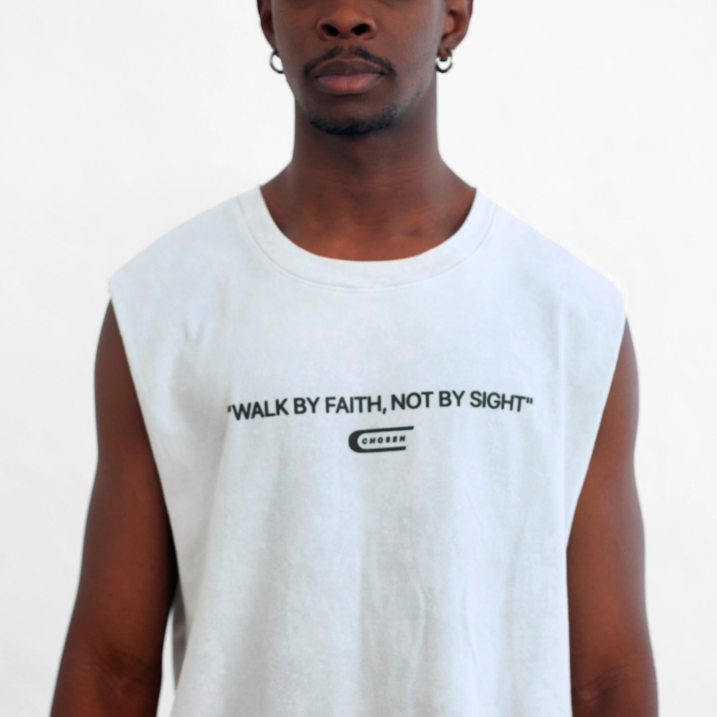 Oversize Tank Top White & Gray Chosen