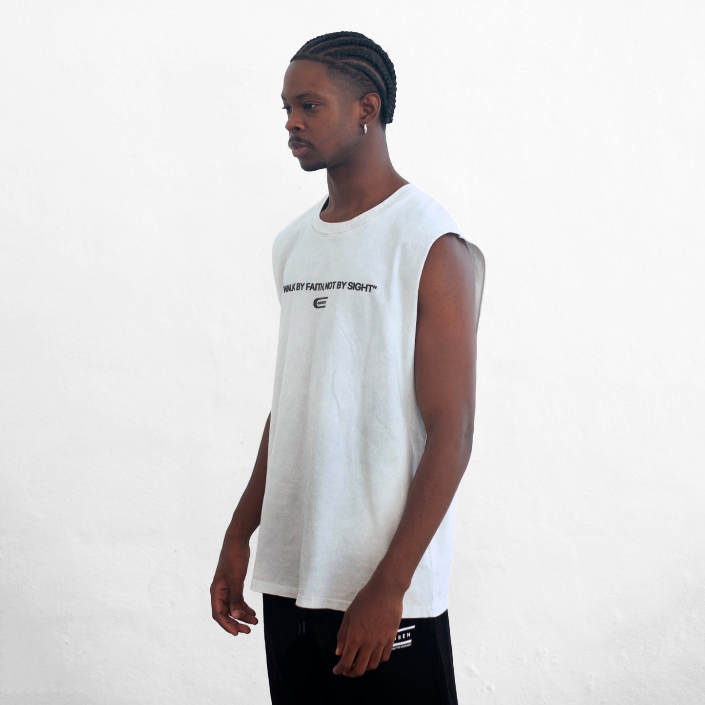 Oversize Tank Top White & Gray Chosen