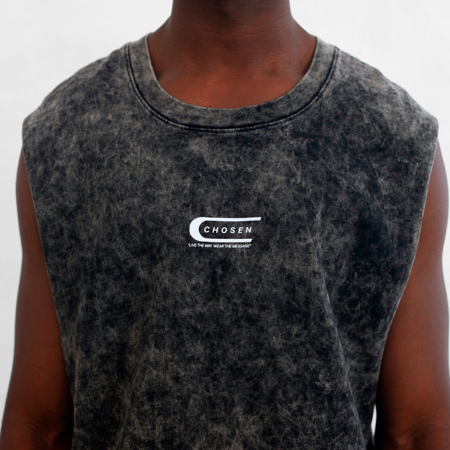 Oversize Tank Top Acid Wash Black Chosen