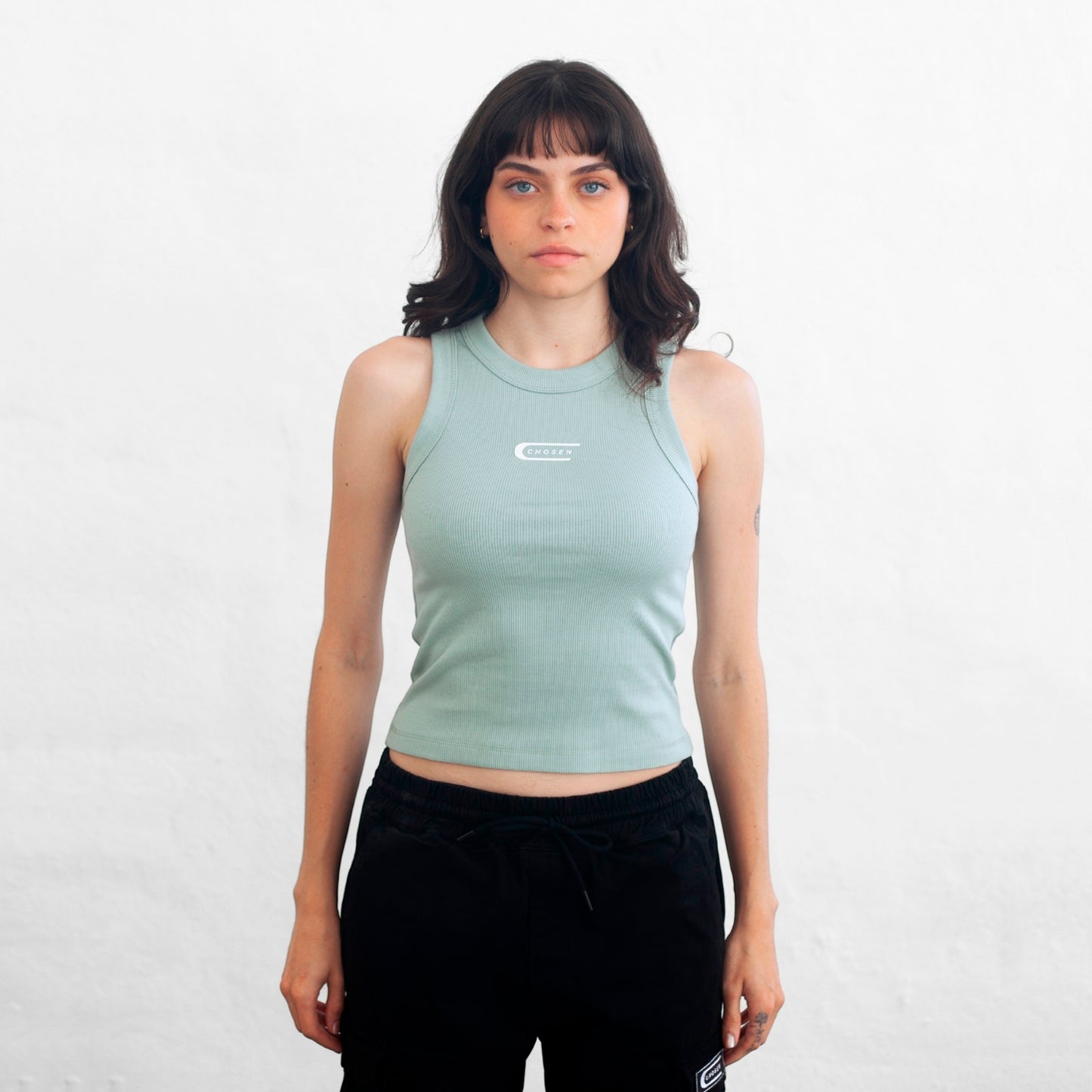 Women's Mint Green Ribbed Tank Top