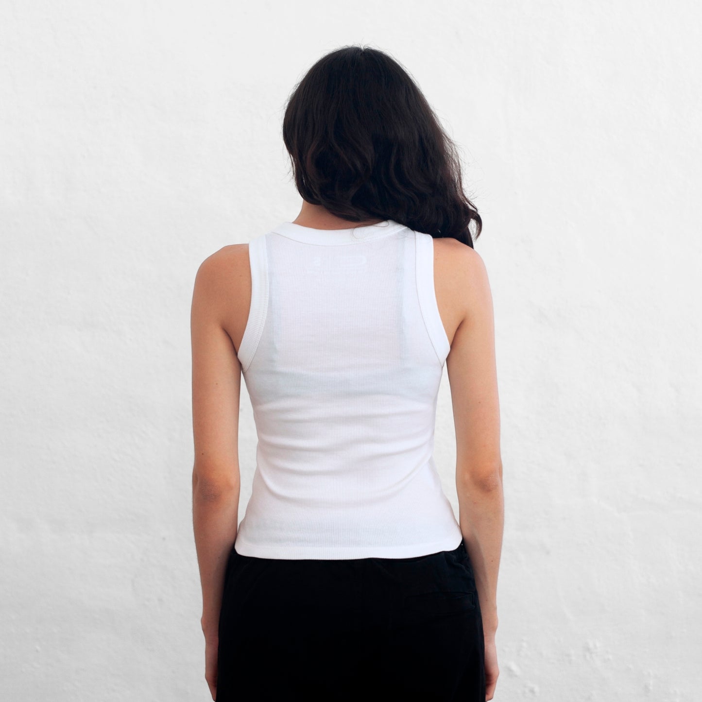 Women's White Ribbed Tank Top