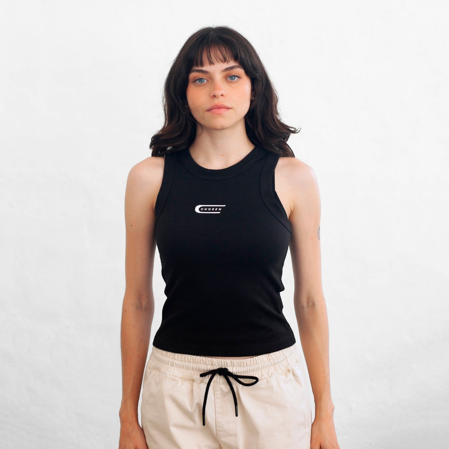 Women's Black Ribbed Tank Top