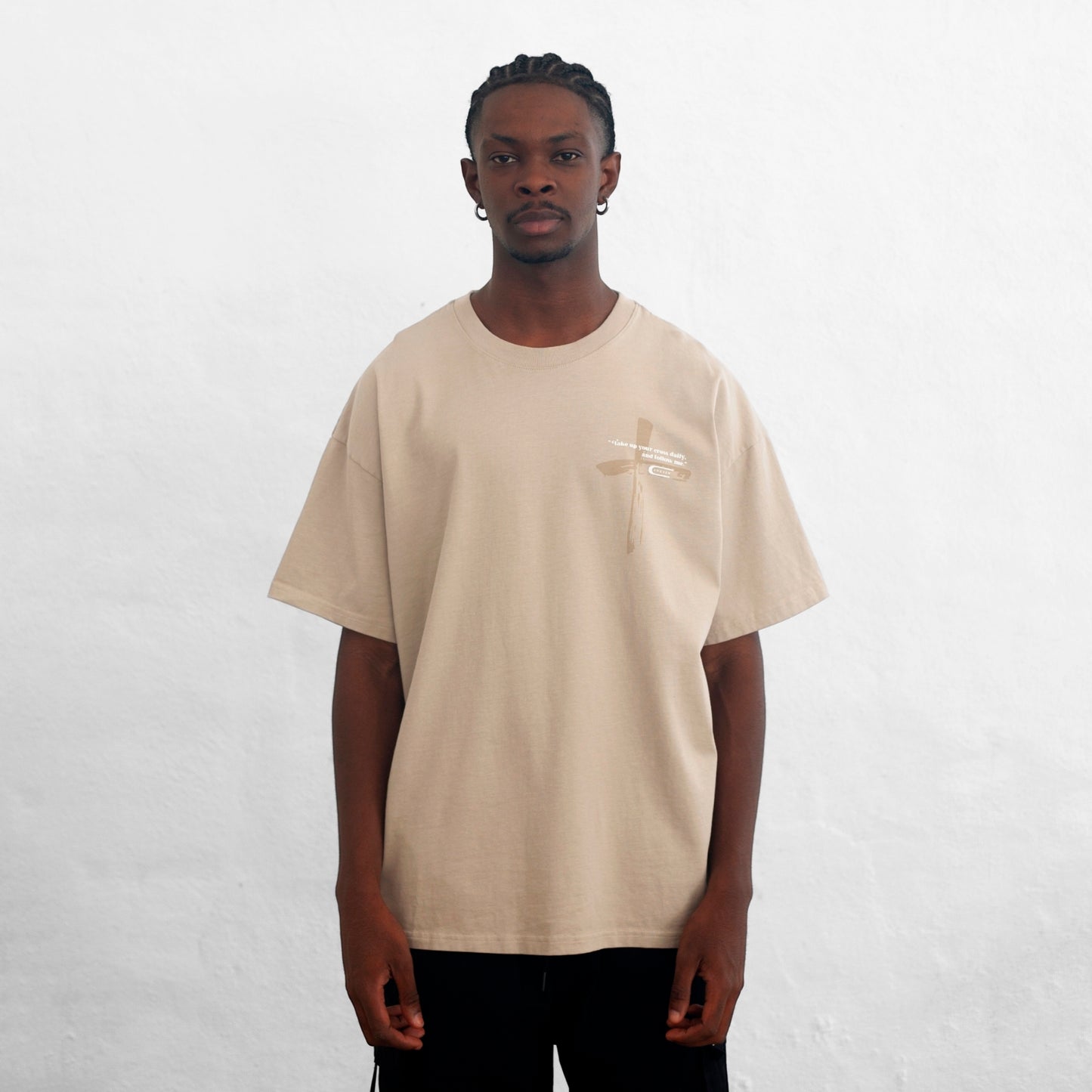 OVERSIZE T-SHIRT BEIGE 250G CROSS