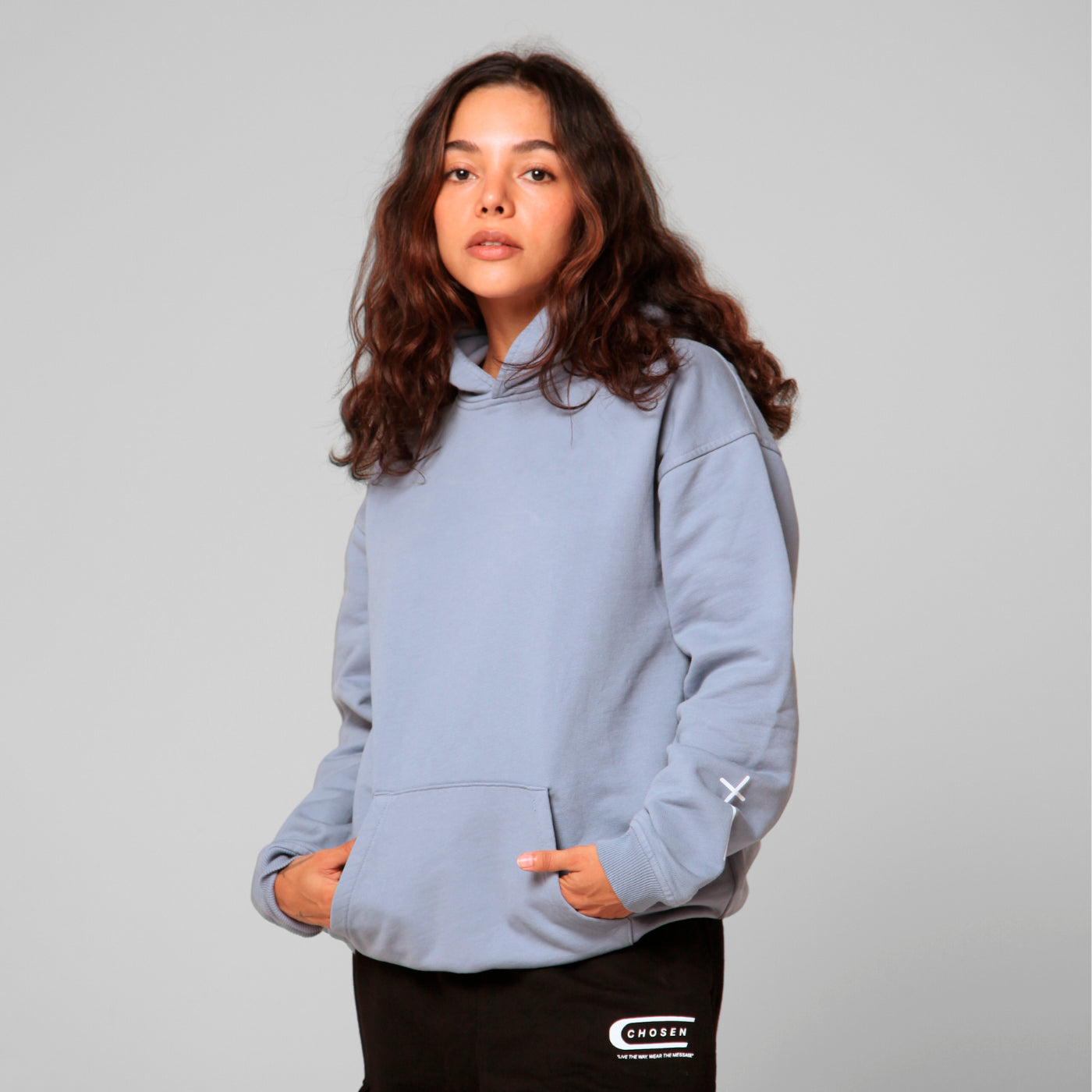 Women Blue Hoodie 385G