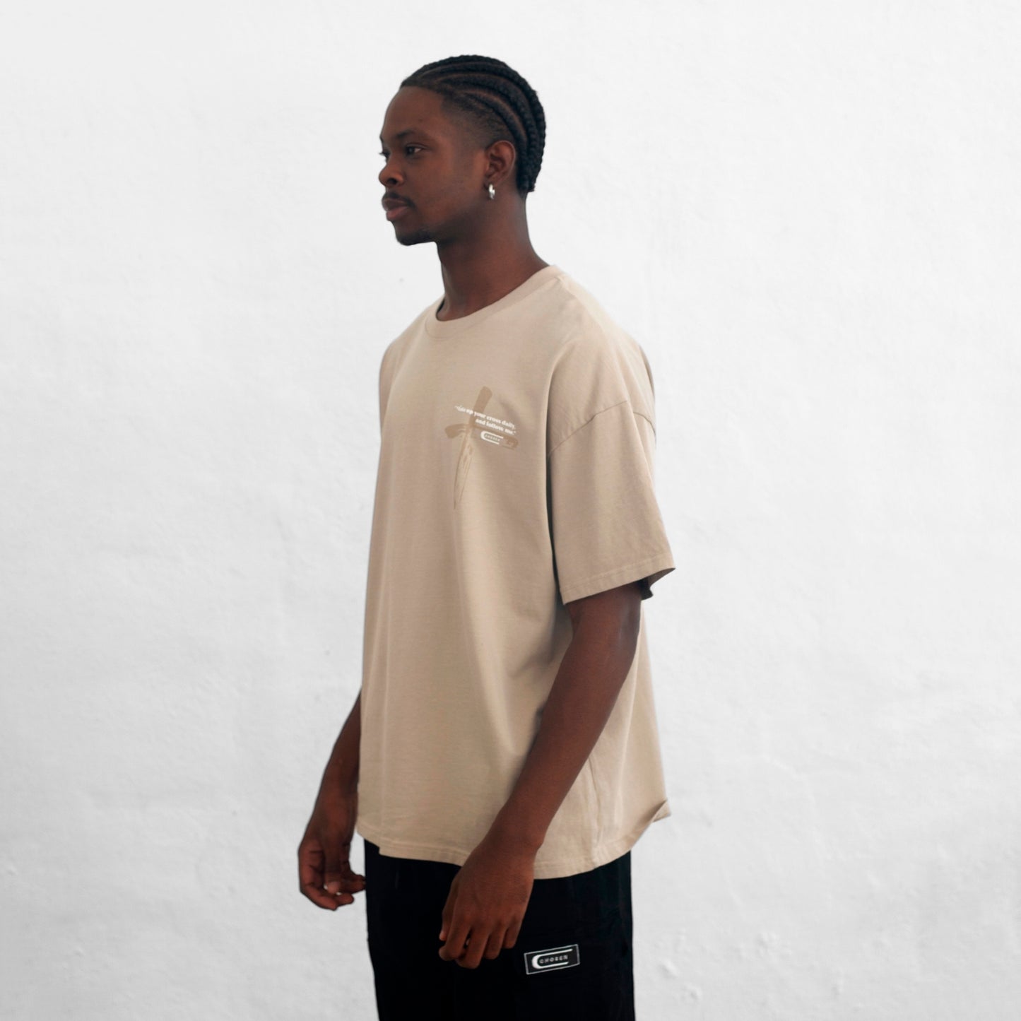 OVERSIZE T-SHIRT BEIGE 250G CROSS