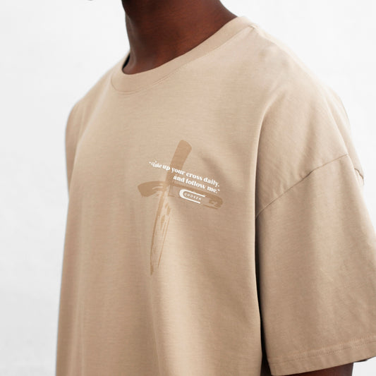 OVERSIZE T-SHIRT BEIGE 250G CROSS