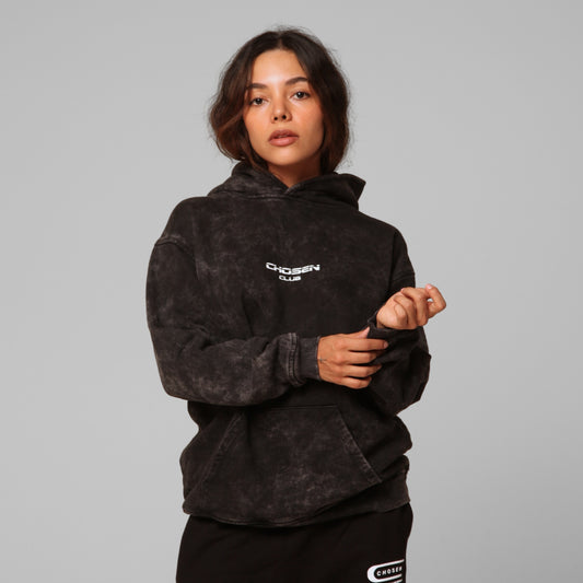 Women Gray Acid Wash Hoodie 385G