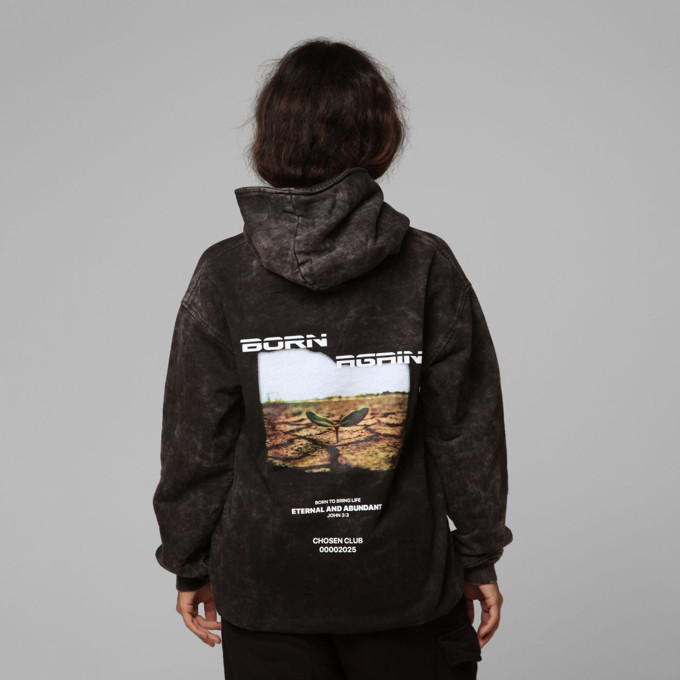 Women Gray Acid Wash Hoodie 385G