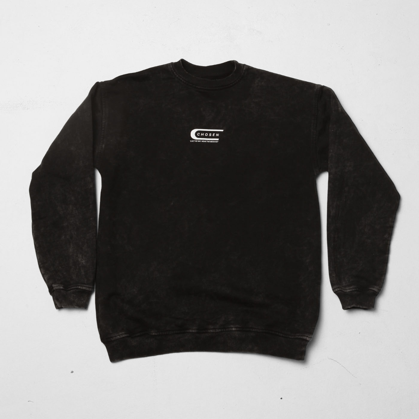 Black Acid Wash Crewneck Sweatshirt 385G