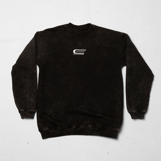 Black Acid Wash Crewneck Sweatshirt 385G