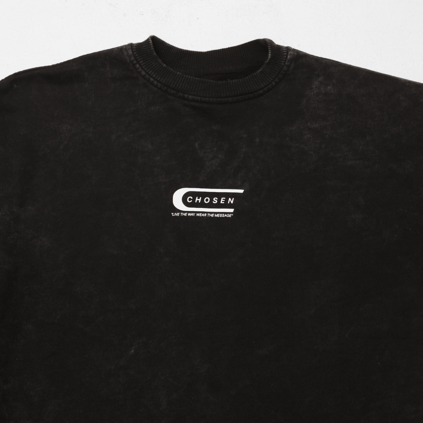 Black Acid Wash Crewneck Sweatshirt 385G