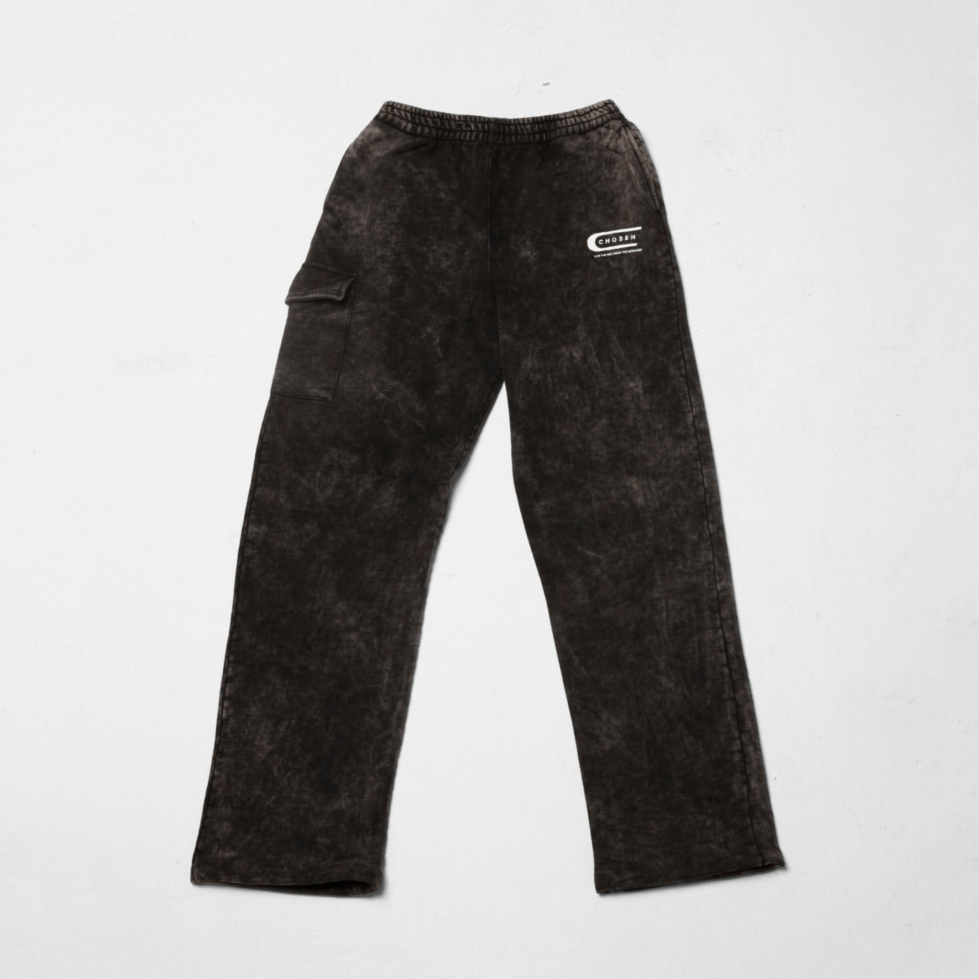 Black Acid Wash Straight-Leg Sweatpants 385G
