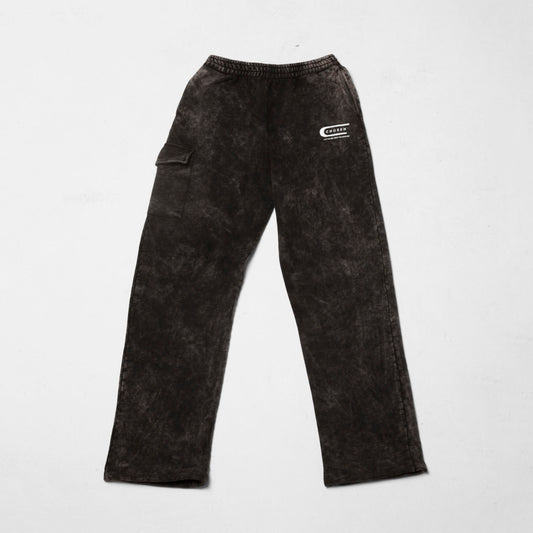 Black Acid Wash Straight-Leg Sweatpants 385G