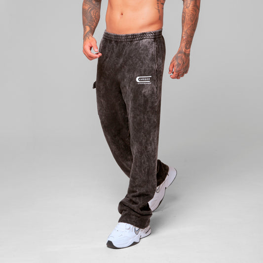 Black Acid Wash Straight-Leg Sweatpants 385G