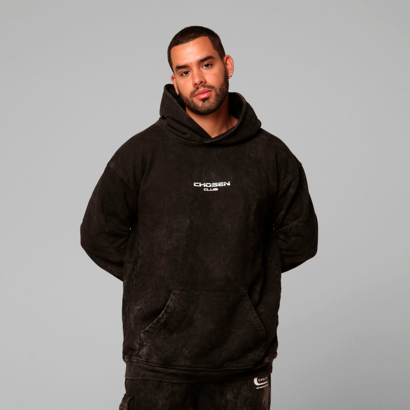 Gray Acid Wash Hoodie 385G