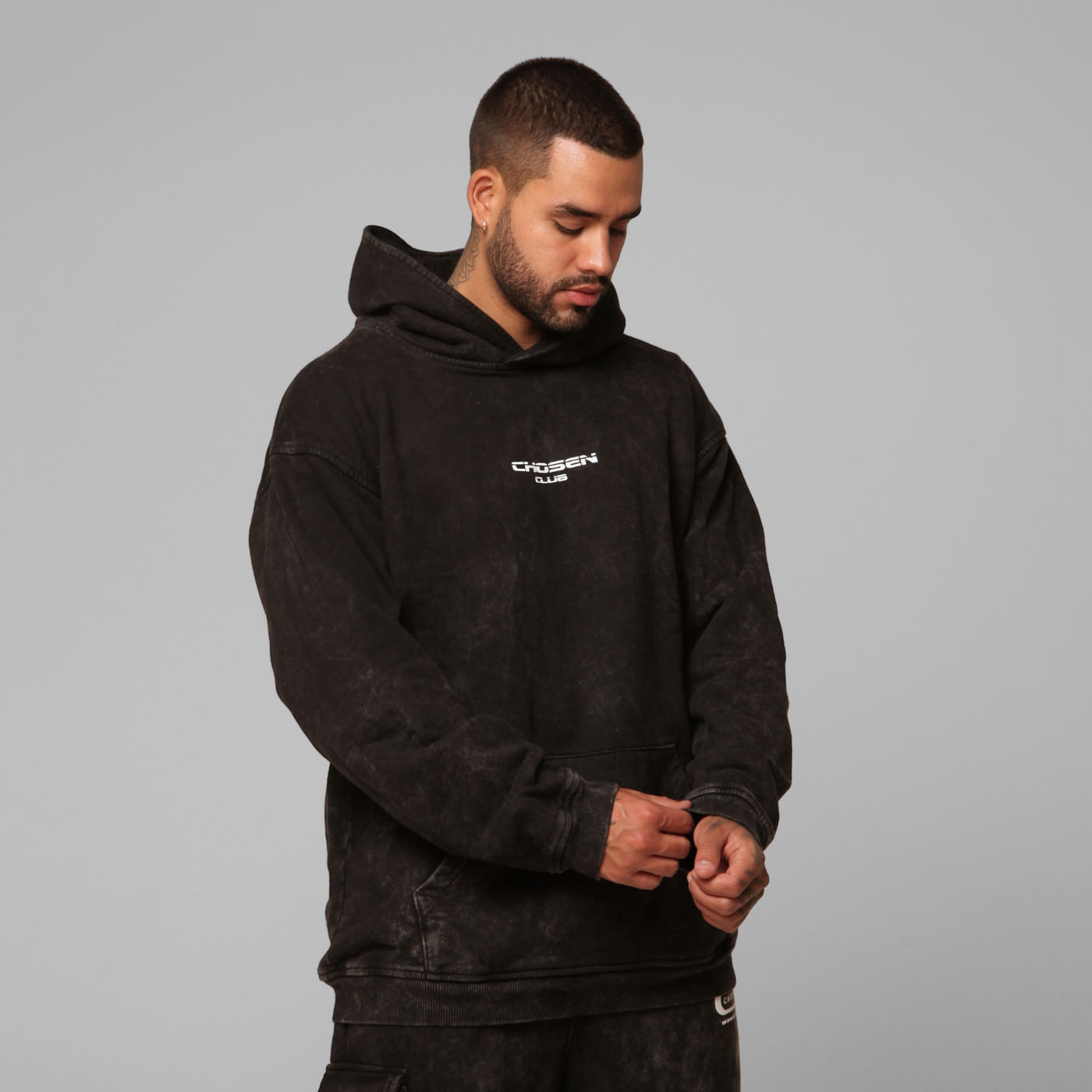 Gray Acid Wash Hoodie 385G