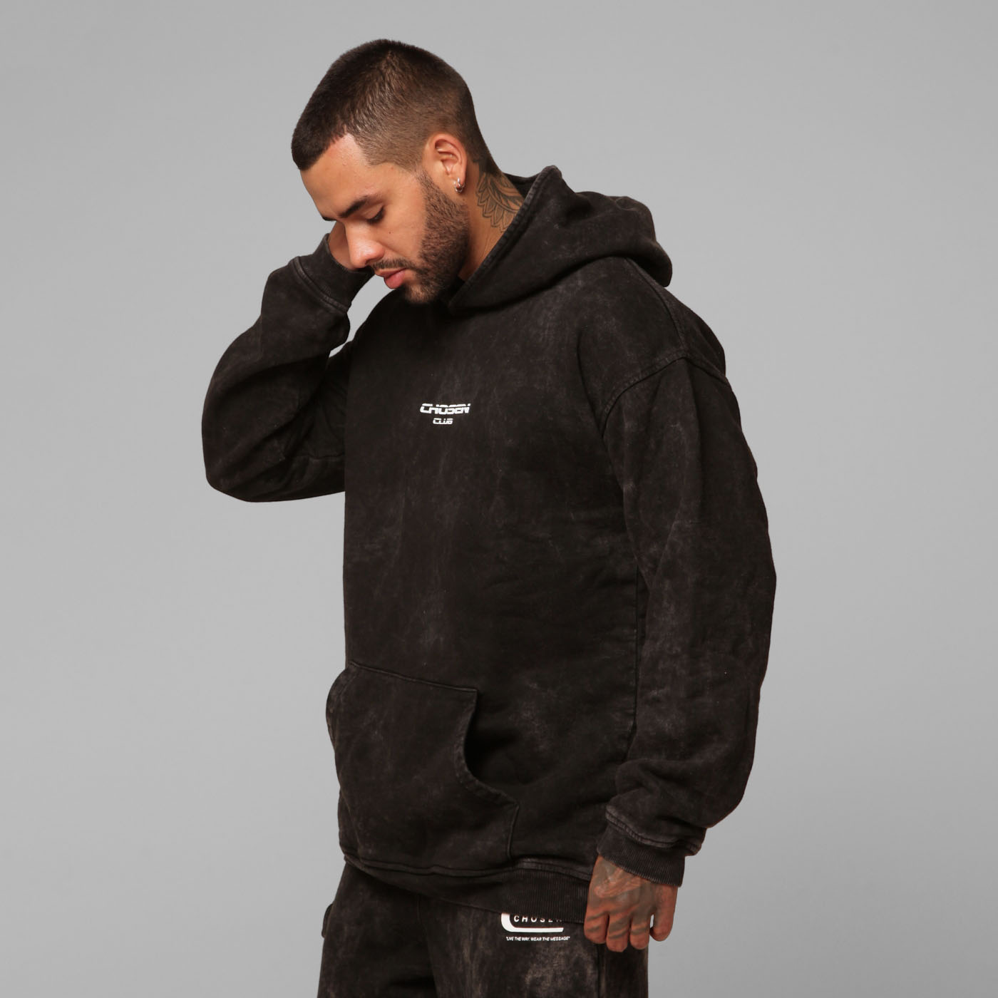 Gray Acid Wash Hoodie 385G