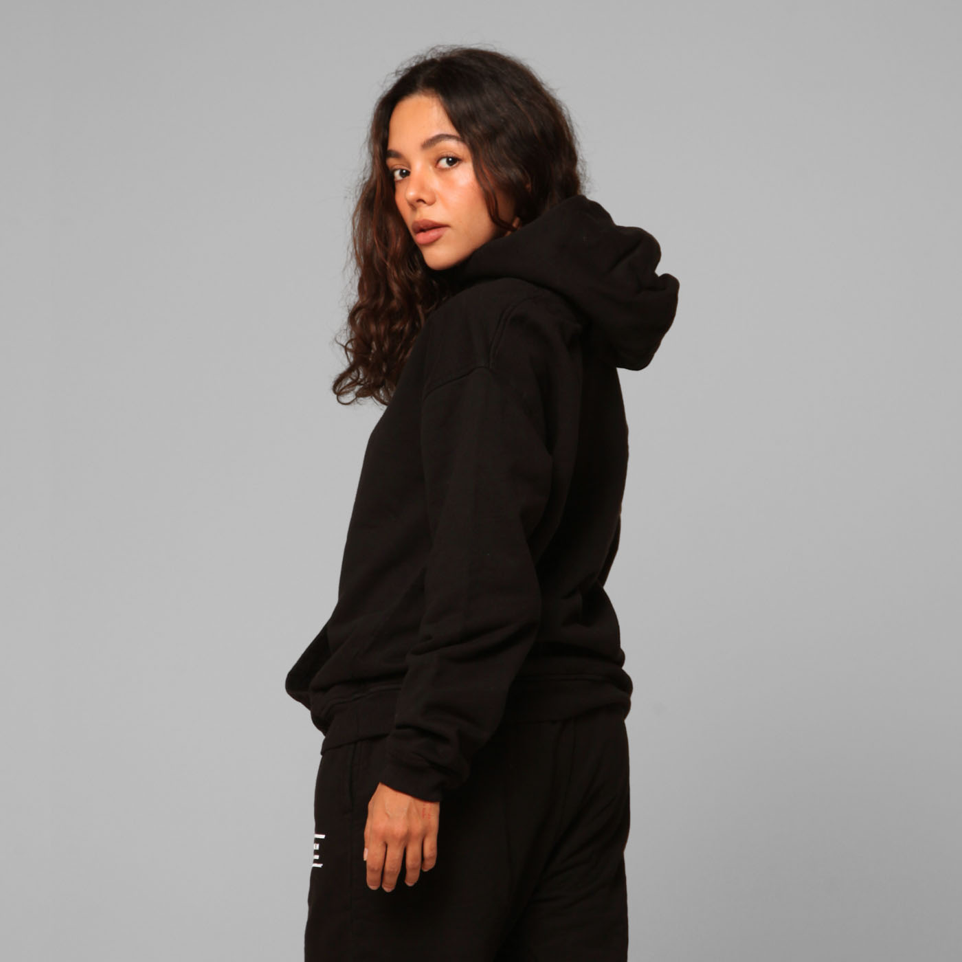 Women Black Hoodie 375G