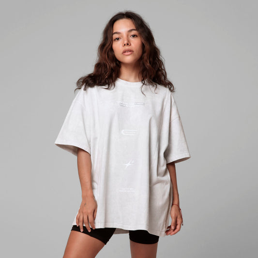 Oversize T-Shirt Women Grey Acid Wash 250G