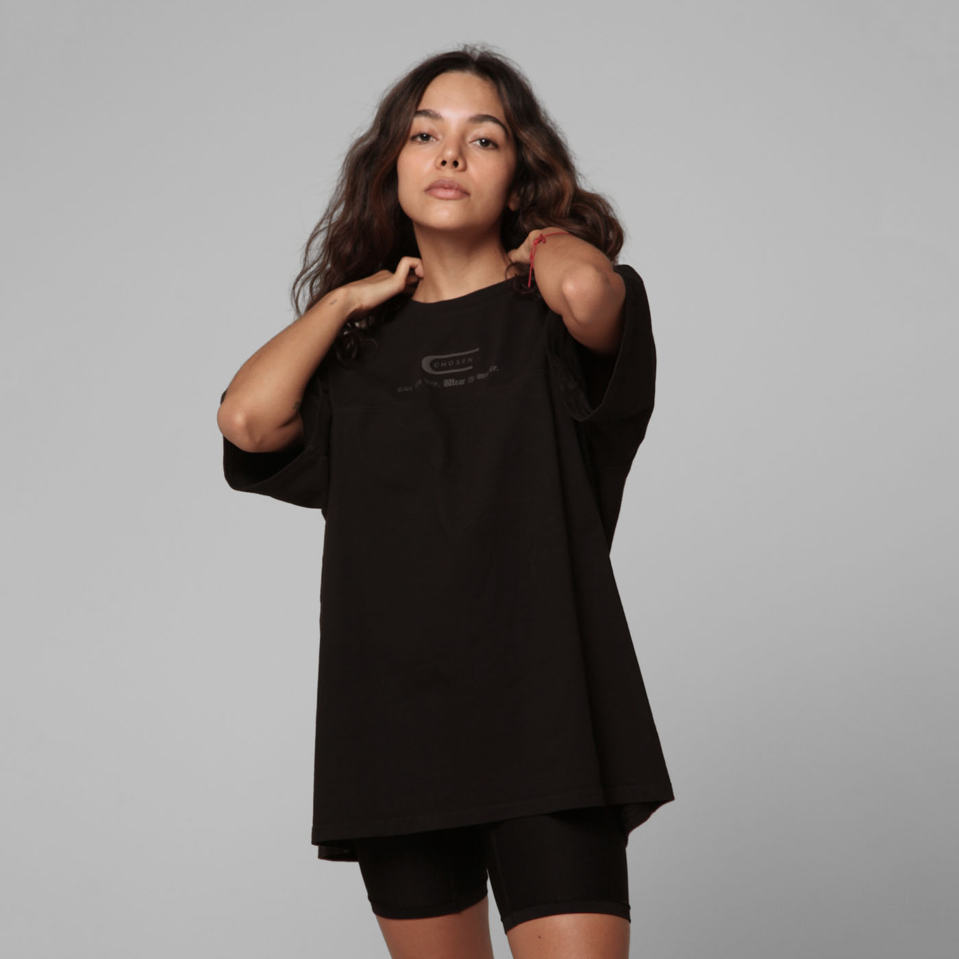 Oversized Women T-Shirt Black 250G