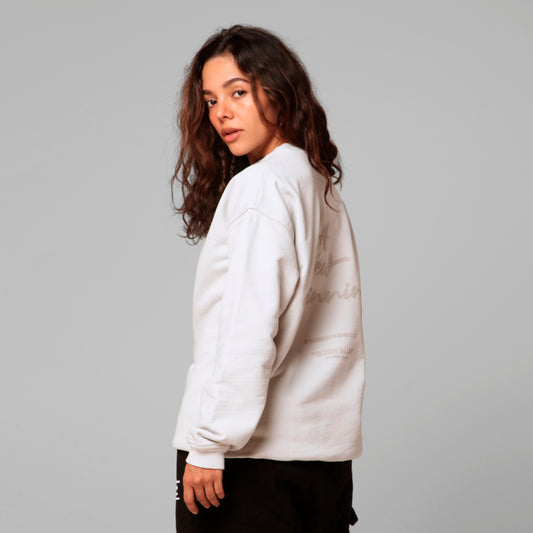 Women Beige Crewneck Sweatshirt 385G