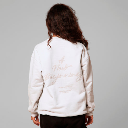 Women Beige Crewneck Sweatshirt 385G