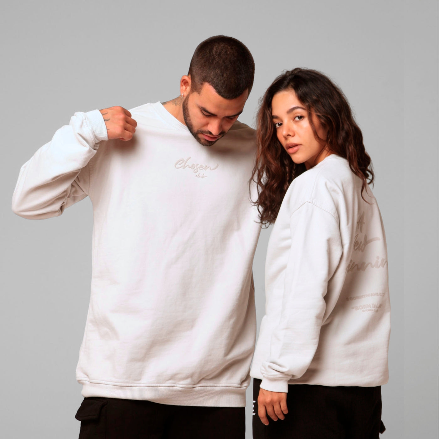 Light Bone Beige Crewneck Sweatshirt 385G