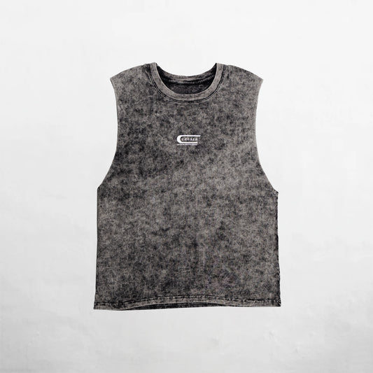 Oversize Tank Top Acid Wash Black Chosen