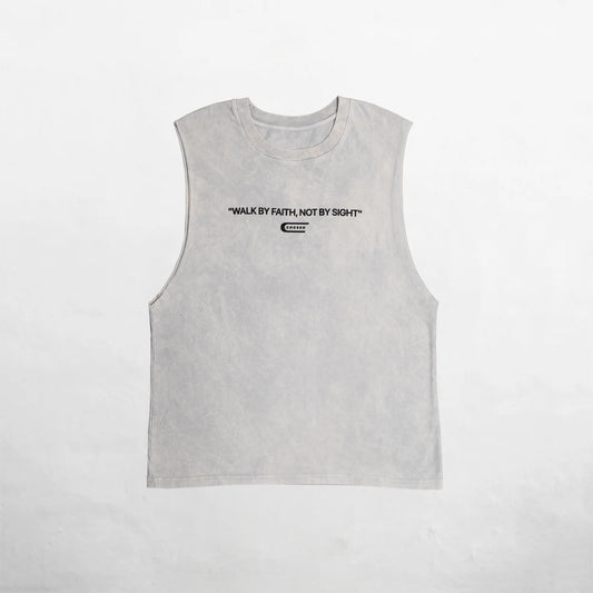 Oversize Tank Top White & Gray Chosen
