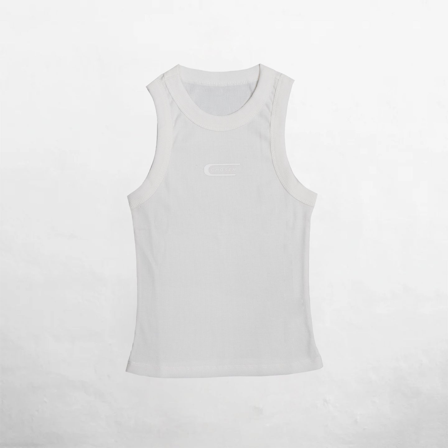 Women's White Ribbed Tank Top