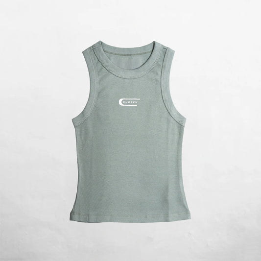 Women's Mint Green Ribbed Tank Top