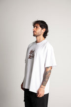 Oversized White T-Shirt (brown lettering)