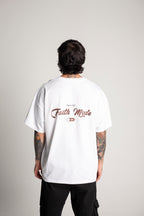 Oversized White T-Shirt (brown lettering)
