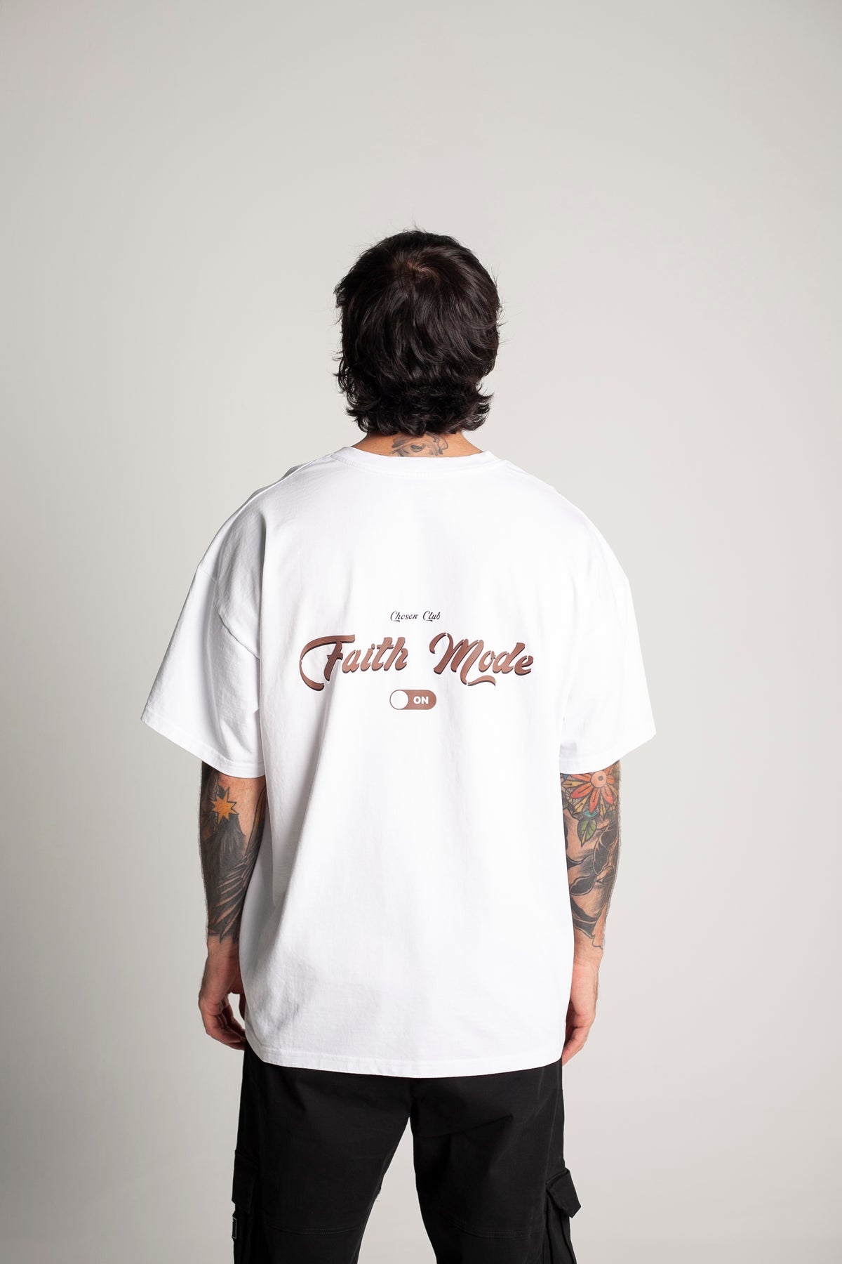 Oversized White T-Shirt (brown lettering)