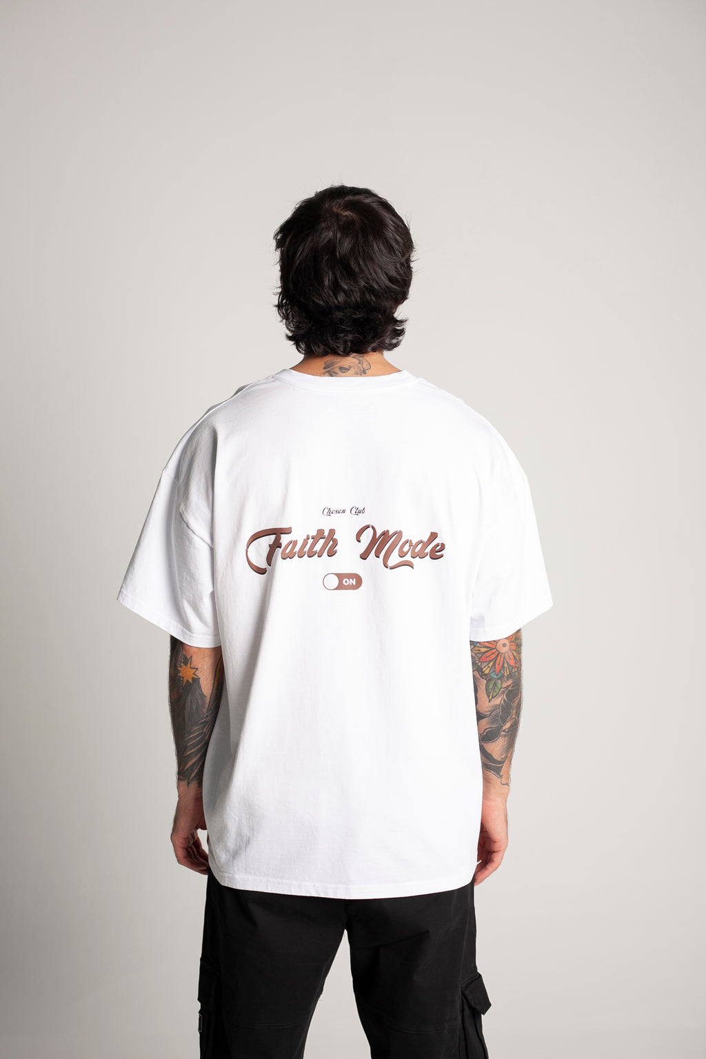 Oversized White T-Shirt (brown lettering)