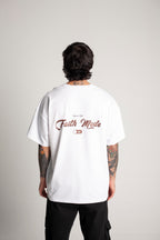 Oversized White T-Shirt (brown lettering)