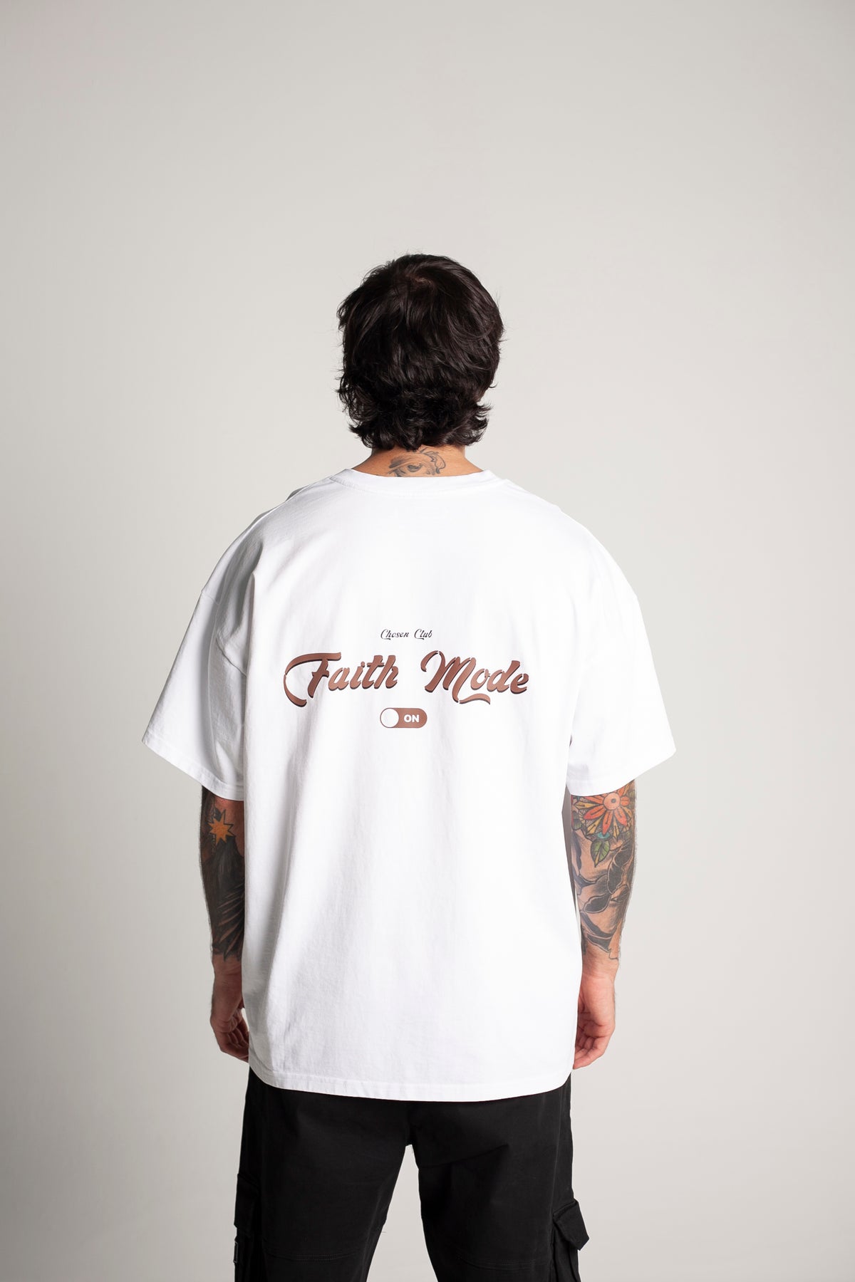 Oversized White T-Shirt (brown lettering)