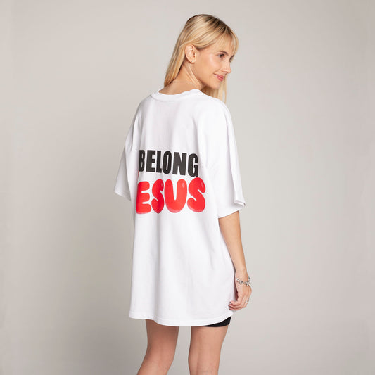 Women Oversized T-Shirt White 250G Belong to Jesus