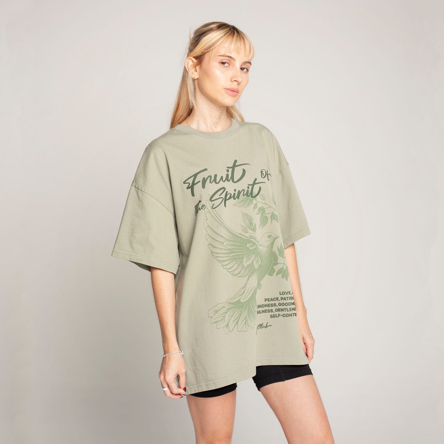 Women Oversized T-Shirt Green 250G Fruit of the Spirit