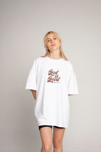 Oversized White T-Shirt (brown lettering)