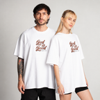 Oversized White T-Shirt (brown lettering)